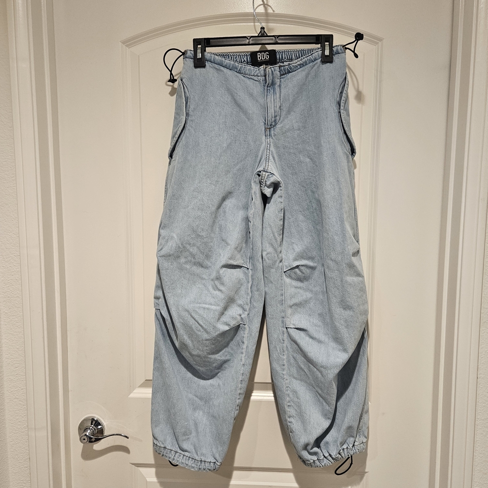BDG Light Demin Baggy Tech Cargo Pants XS  #264